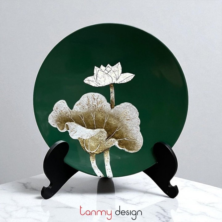 Đĩa sơn mài tròn vẽ đề tài 25cm kèm đế ( các mẫu )